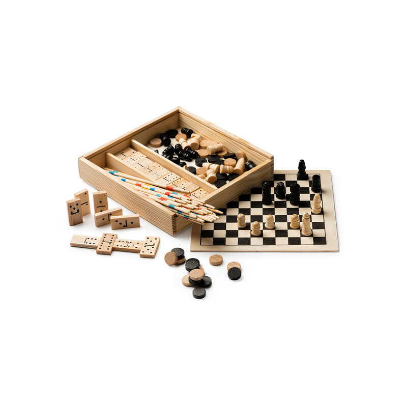 Набор GALVY из 4 игр: микадо, шахматы, шашки и домино (Р) с логотипом
