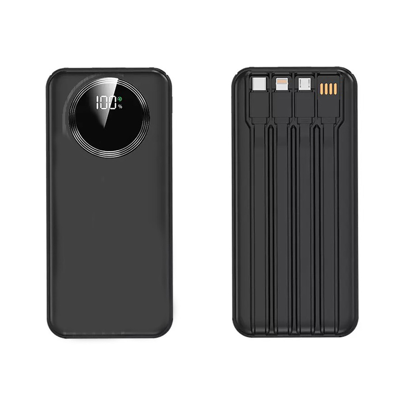 Зарядное устройство "Phantom" 10000 mAh с 4мя встроенными кабелями и цифровым индикатором заряда с логотипом