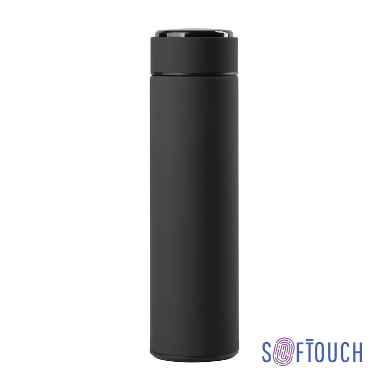 Термос "Бостон next" 500 мл с индикацией температуры, soft touch, сменная батарейка с логотипом