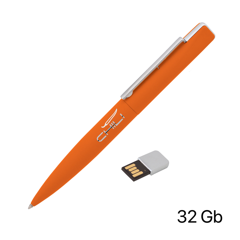 Ручка шариковая "Callisto" с флеш-картой 32Gb, покрытие soft touch с логотипом