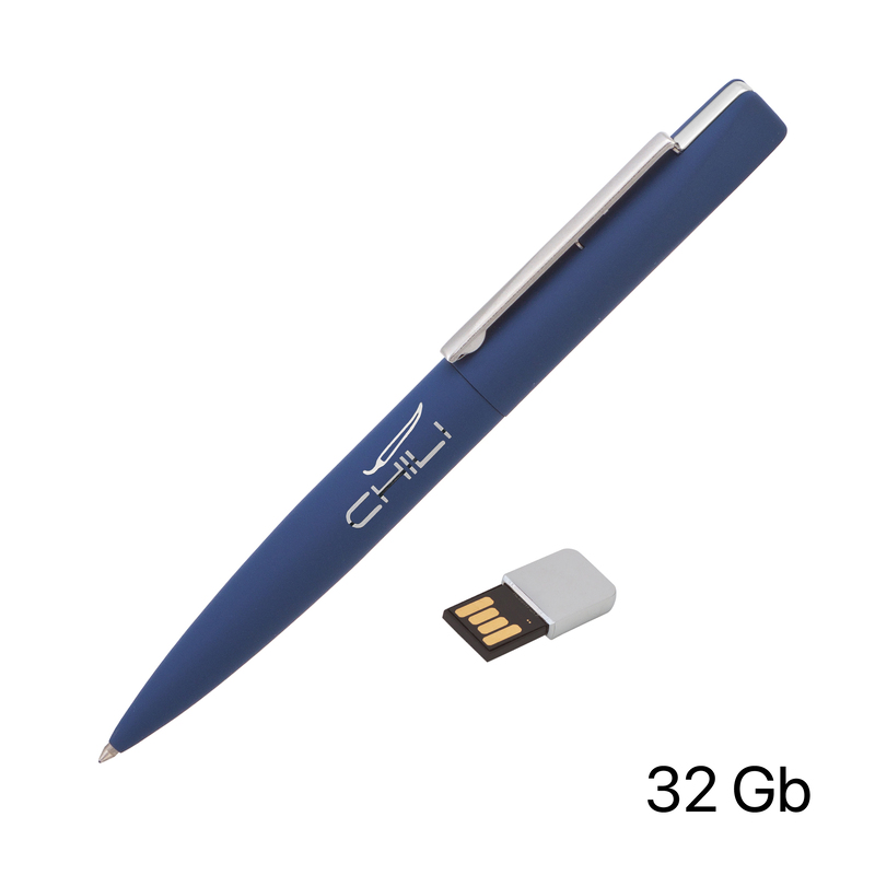 Ручка шариковая "Callisto" с флеш-картой 32Gb, покрытие soft touch с логотипом