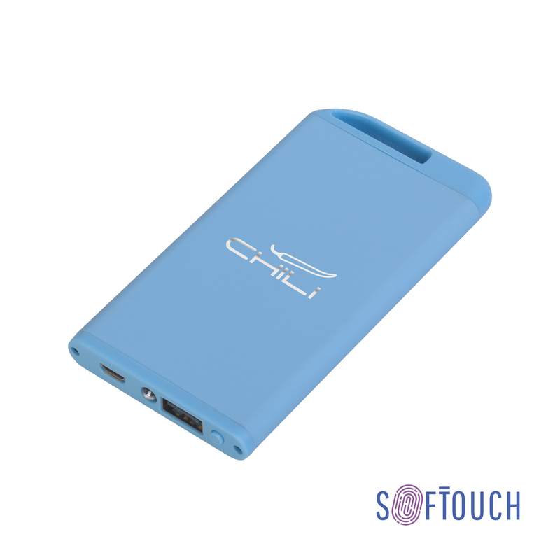 Зарядное устройство "Theta" с фонариком, 4000 mAh, покрытие soft touch с логотипом