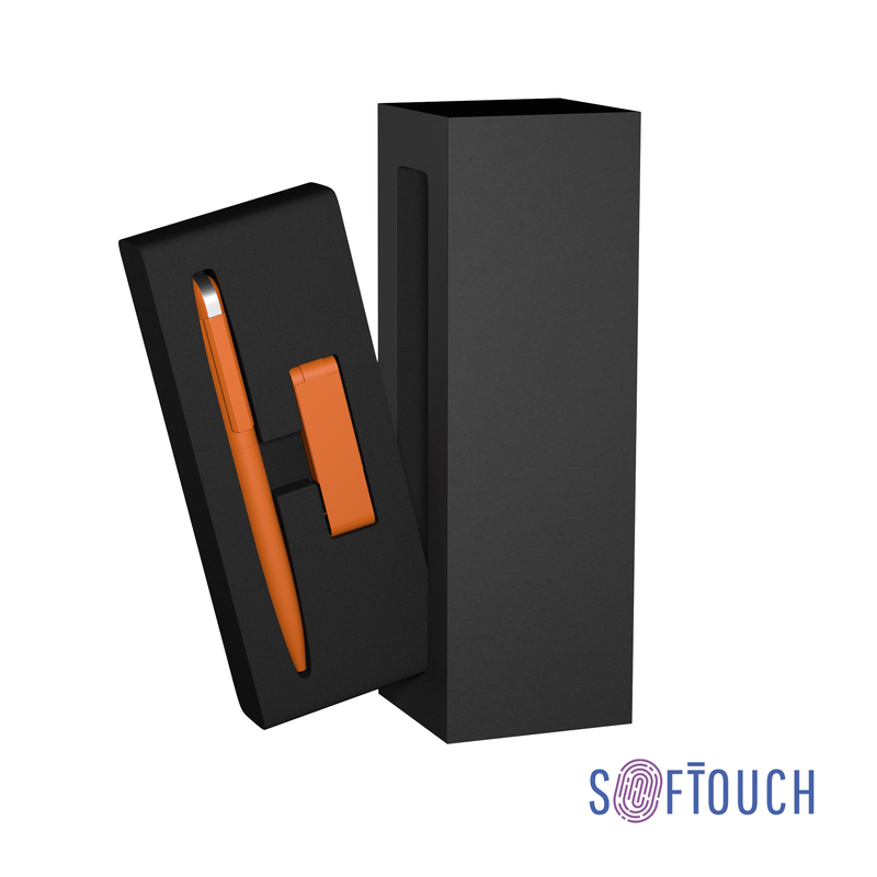 Набор ручка + флеш-карта 8 Гб в футляре, покрытие soft touch с логотипом