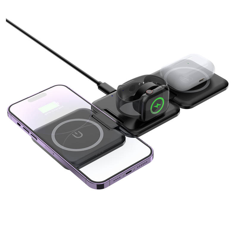Складная беспроводная (15W) зарядная станция "Flip" с MagSafe с логотипом