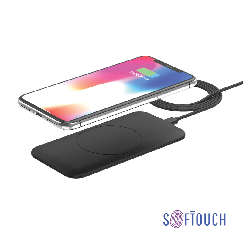 Настольное беспроводное зарядное устройство "Slim SOFTTOUCH" с логотипом