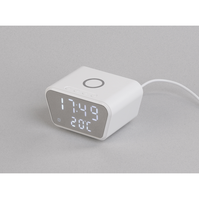 Настольные часы "Smart Clock" с беспроводным (15W) зарядным устройством, будильником и термометром с логотипом