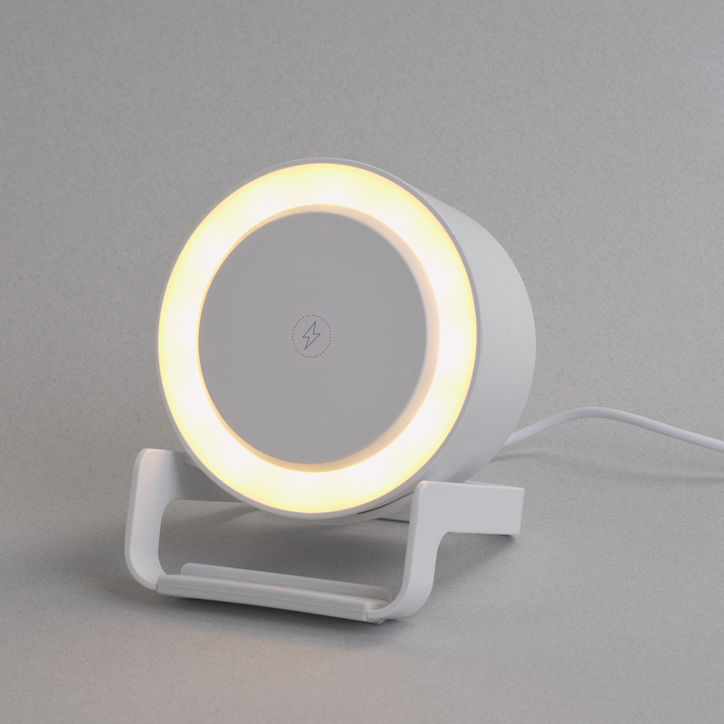 Bluetooth колонка-подставка "Smart Sound" с беспроводным (10W) зарядным устройством и лампой с логотипом