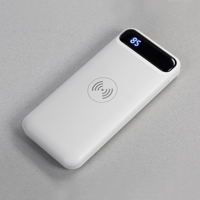 Беспроводное зарядное устройство "Quantum", 10000 mAh с цифровым индикатором заряда с логотипом