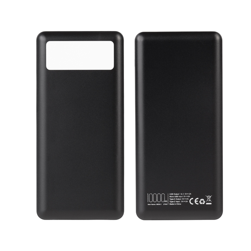 Зарядное устройство "Lumos" 10000 mAh с фонариком, черный с логотипом