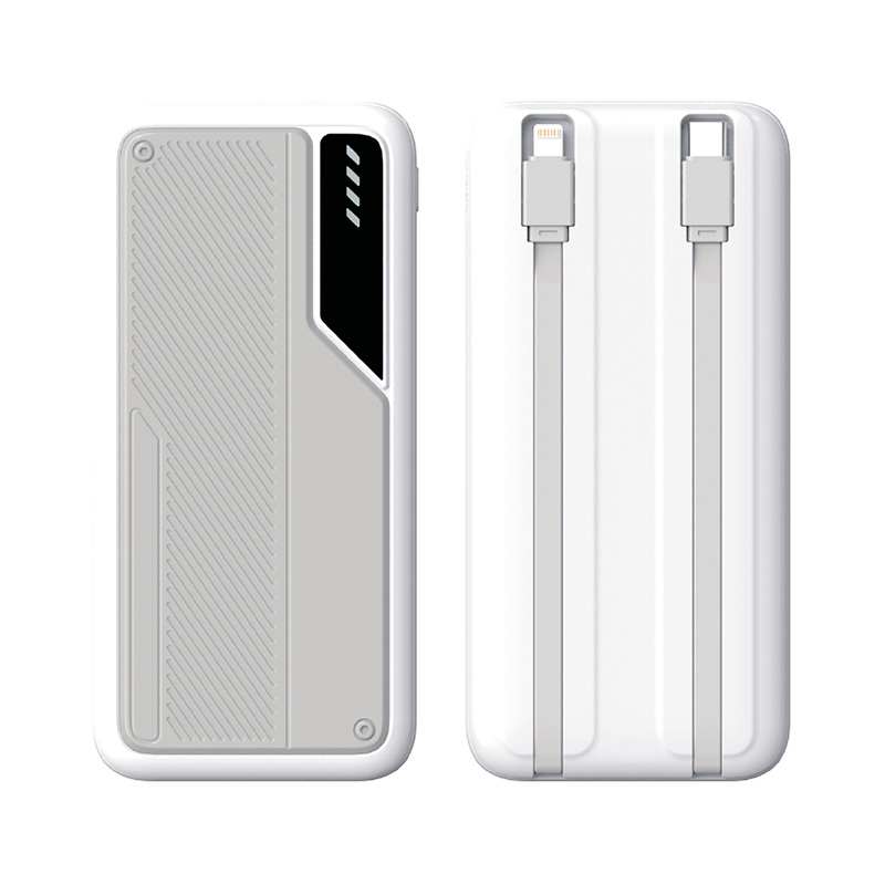Зарядное устройство "Connect" 10000 mAh со встроенными Type-C/Lightning кабелями с логотипом