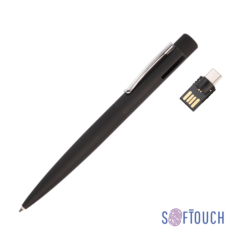 Ручка шариковая "Secret" с флеш-картой OTG 32Gb (USB2.0/Type-C), покрытие soft touch с логотипом