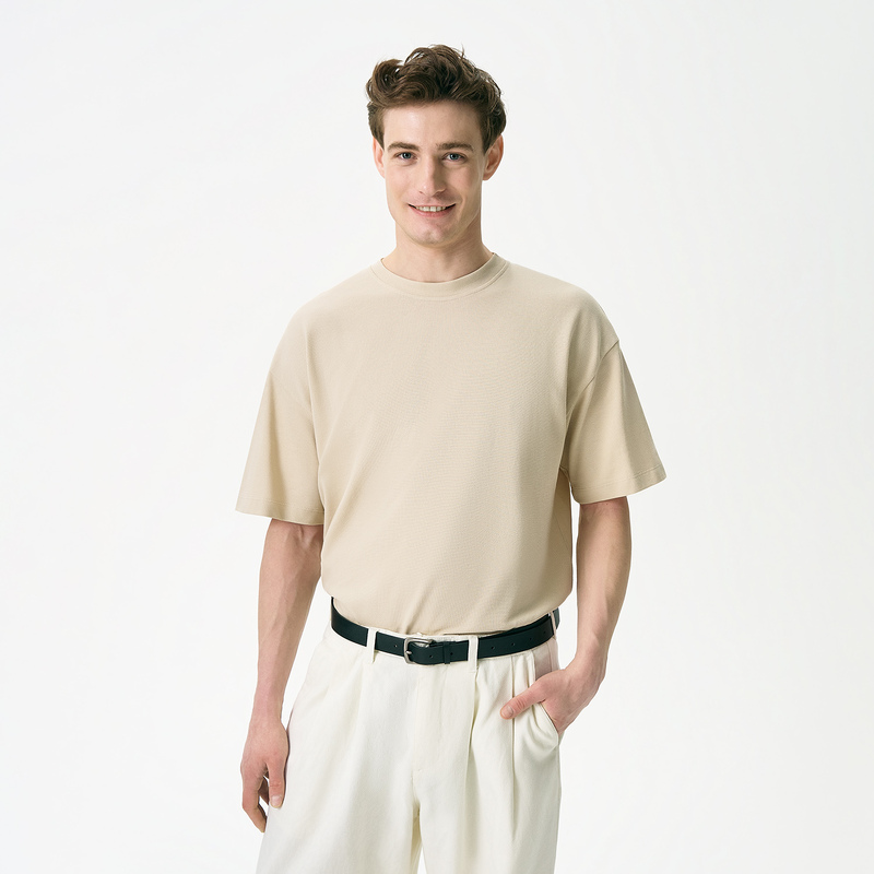 Футболка унисекс премиум Аура (Aura), 200гр. бежевый, размер 3XL/4XL с логотипом