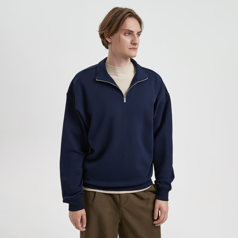 Толстовка на молнии унисекс Флоу (Flow), темно-синяя, размер 3XL/4XL с логотипом