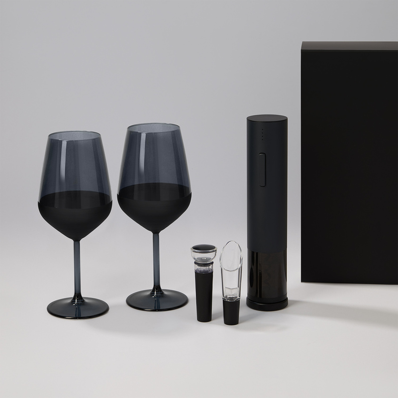 Подарочный набор 2 бокала для вина Блэк Эдишн (Black Edition) + набор для вина Сакраменто (Sacramento) в черной коробке с логотипом