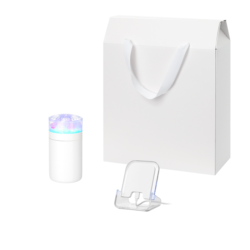 Подарочный набор Кристалл, Глосс НЕО (Crystal, Gloss NEO), белый (увлажнитель воздуха, зарядное устройство) с логотипом