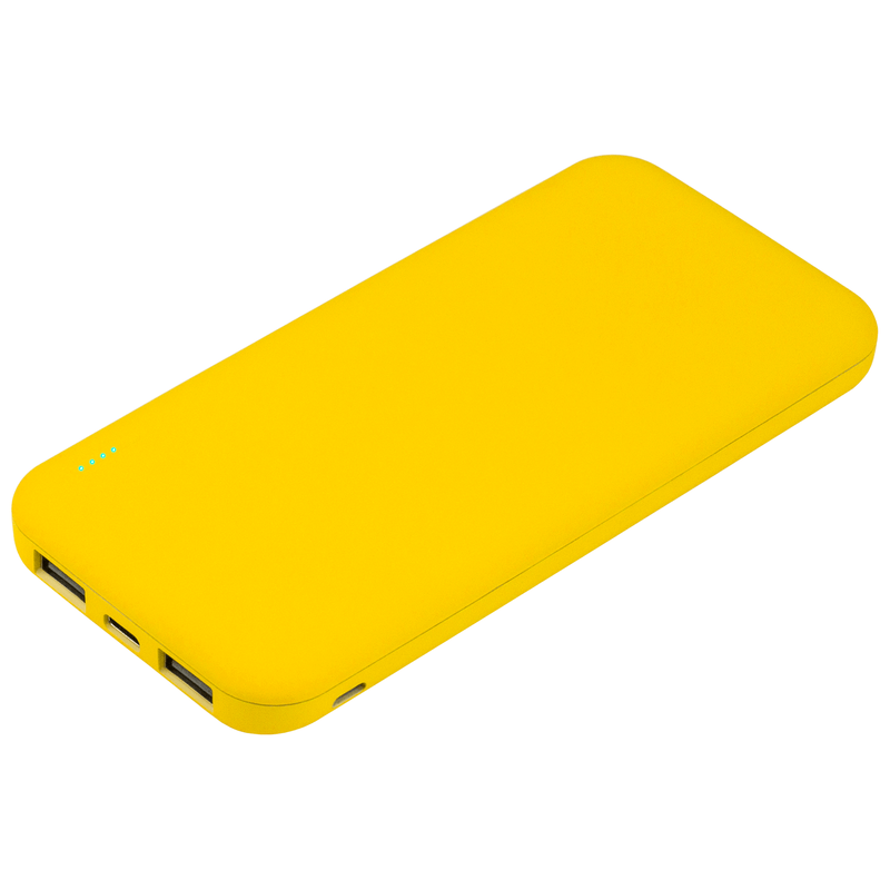 Внешний аккумулятор с подсветкой Люче (Luce) Lemoni 10000 mAh, желтый с логотипом