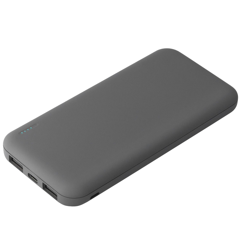 Внешний аккумулятор с подсветкой Люче (Luce) 10000 mAh, серый с логотипом