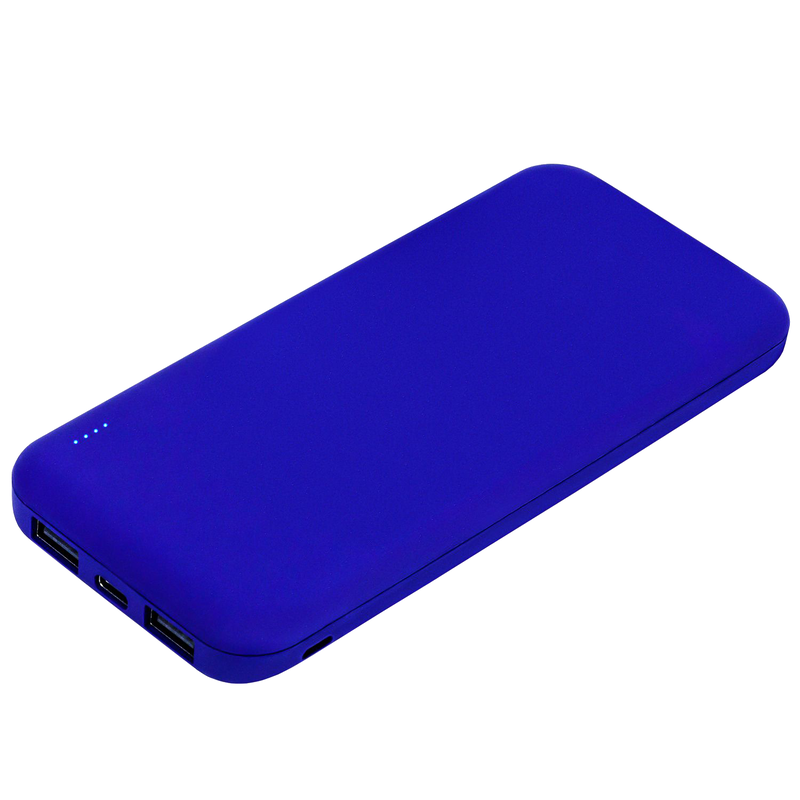Внешний аккумулятор с подсветкой Люче Ультрамарин (Luce Ultramarine) 10000 mAh, ярко-синий с логотипом