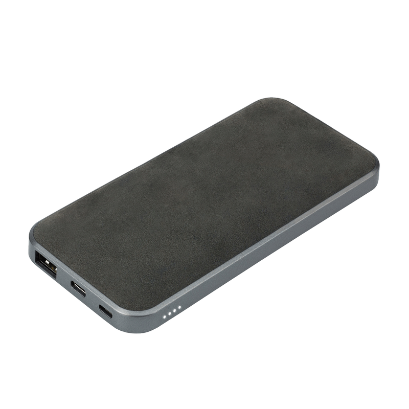 Внешний аккумулятор Ин Велюр (In Velour) 10000 mAh, серый с логотипом