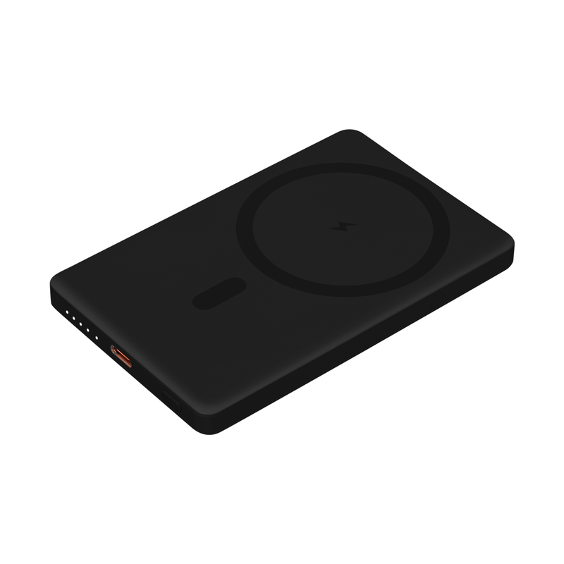 Внешний аккумулятор Атлантис (Atlantis) PD 5000mAh с функцией беспроводной зарядки 15W, черный с логотипом