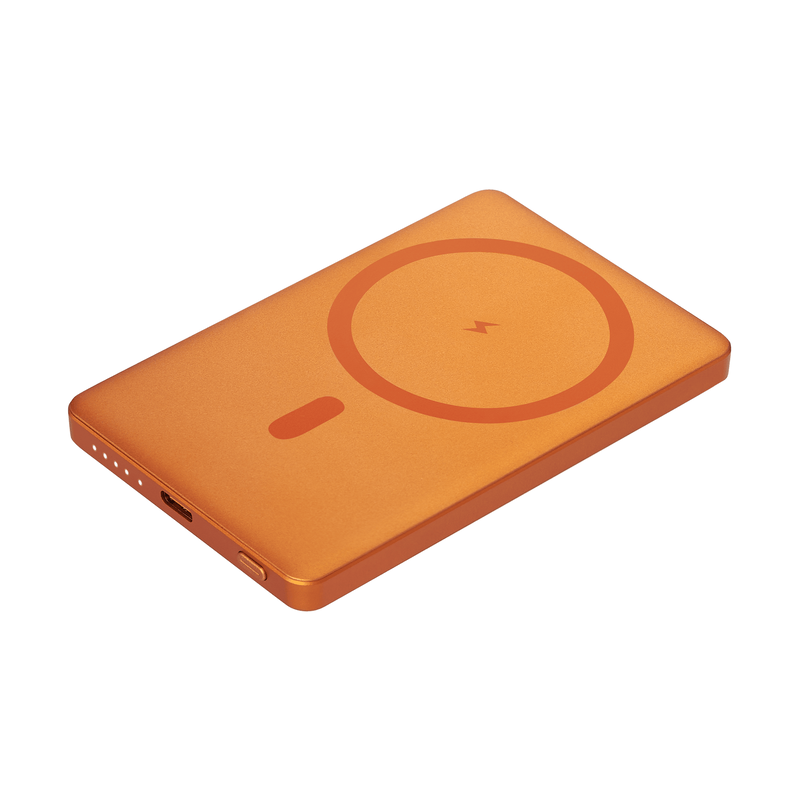 Внешний аккумулятор Атлантис (Atlantis) PD 5000mAh с функцией беспроводной зарядки 15W, оранжевый с логотипом