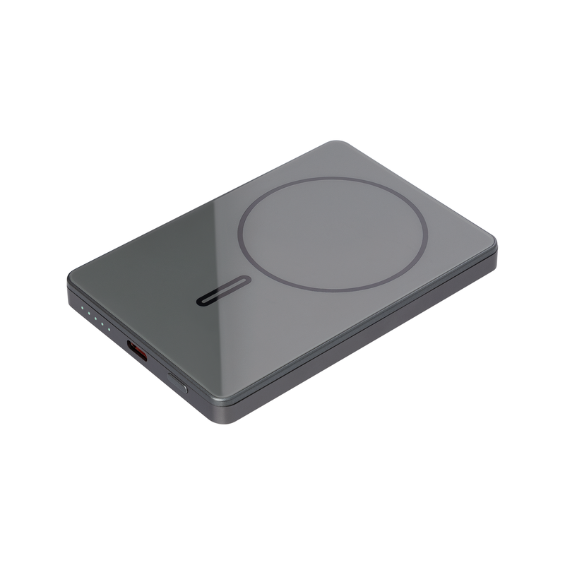 Внешний аккумулятор Оникс PD (Onyx PD) 5000mAh с функцией беспроводной зарядки 15W, серый с логотипом
