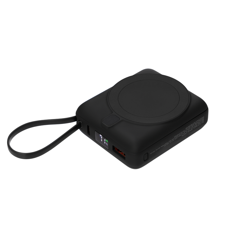 Внешний аккумулятор с подсветкой Риттер PD (Ritter PD) 10000mAh с функцией беспроводной зарядки 15W, черный с логотипом