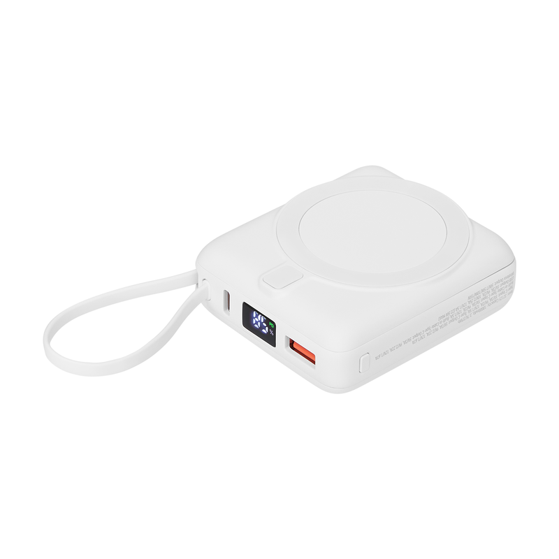 Внешний аккумулятор с подсветкой Риттер PD (Ritter PD) 10000mAh с функцией беспроводной зарядки 15W, белый с логотипом