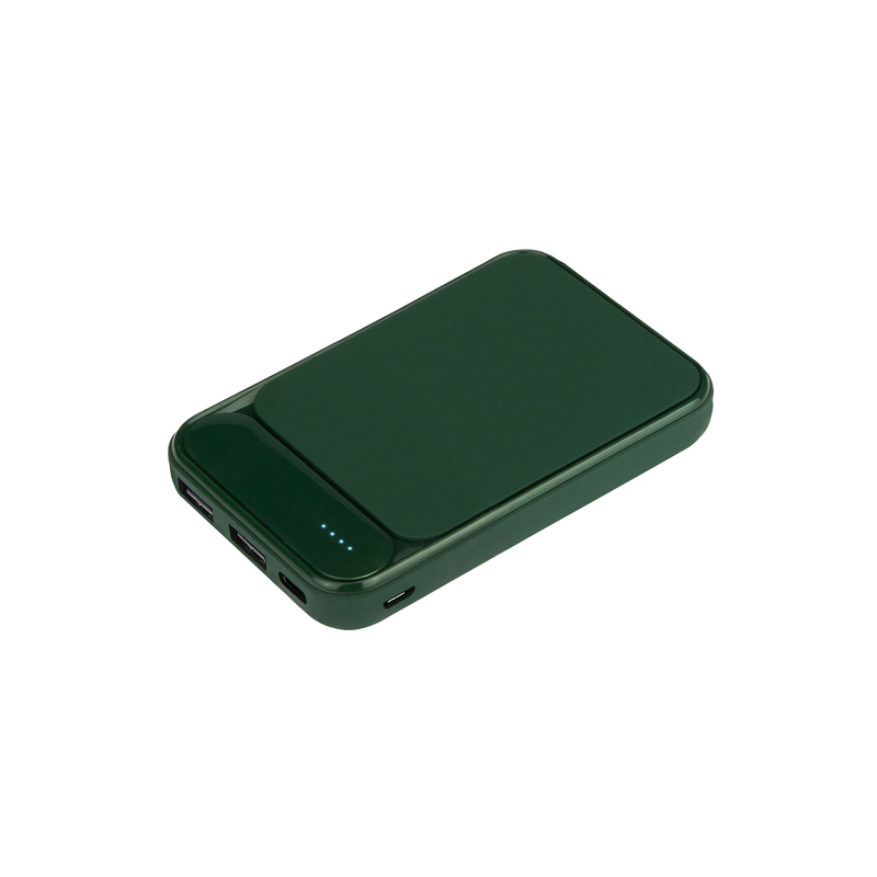 Внешний аккумулятор с подсветкой Старлайт PB (Starlight PB) 5000 mAh, зеленый с логотипом