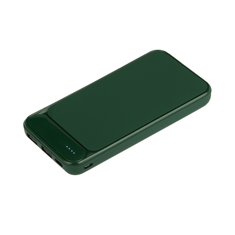 Внешний аккумулятор с подсветкой Старлайт Плюс PB (Starlight Plus PB) 10000 mAh, зеленый с логотипом