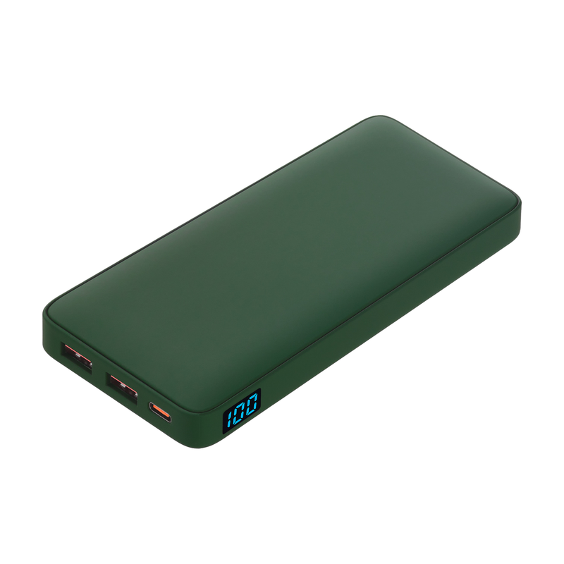 Внешний аккумулятор с подсветкой Анкор Плюс PD (Ancor PD Plus) 10000 mAh, зеленый с логотипом
