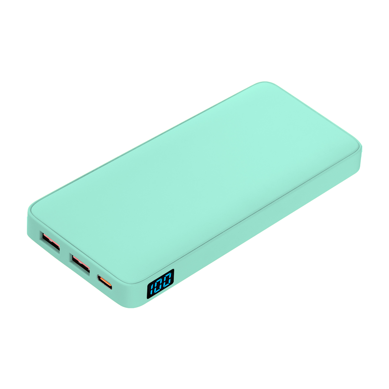 Внешний аккумулятор с подсветкой Анкор Плюс PD (Ancor PD Plus) 10000 mAh, бирюзовый с логотипом