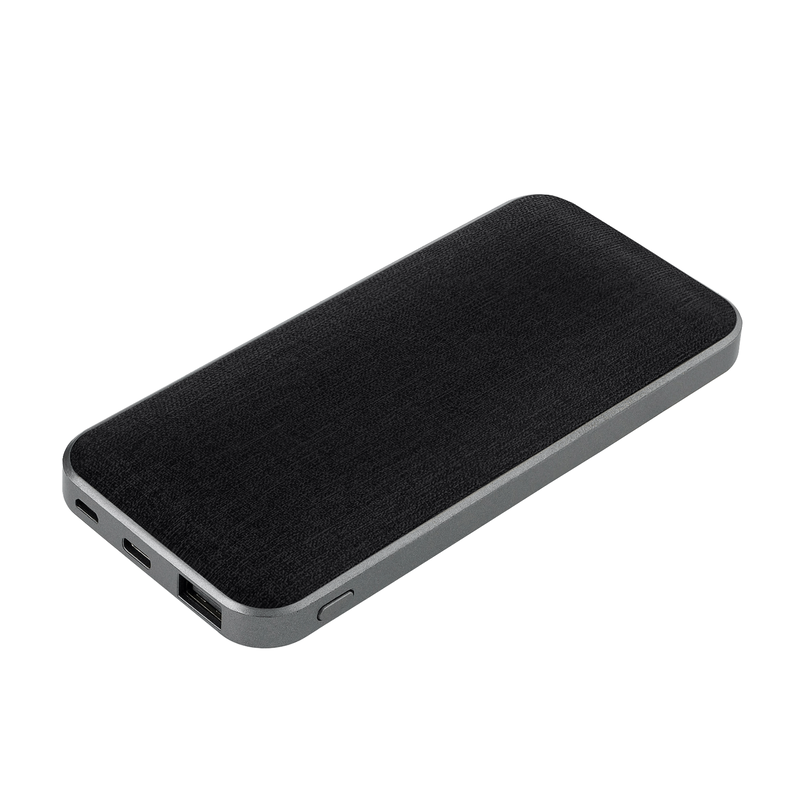 Внешний аккумулятор Твид PB (Tweed PB) 10000 mAh, черный с логотипом