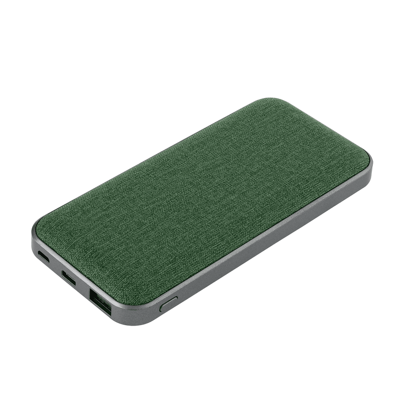 Внешний аккумулятор Твид PB (Tweed PB) 10000 mAh, зеленый с логотипом
