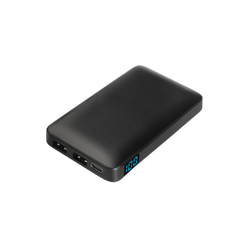 Внешний аккумулятор с цветной подсветкой Анкор Макс (Ancor Max) 5000 mAh, черный с логотипом