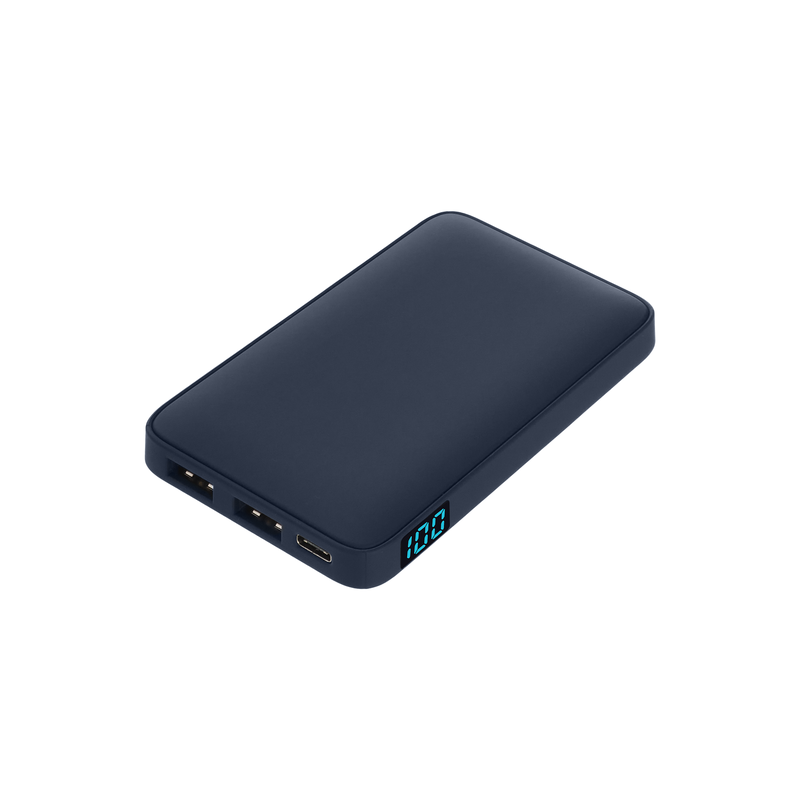Внешний аккумулятор с подсветкой Анкор (Ancor) 5000 mAh, синий с логотипом