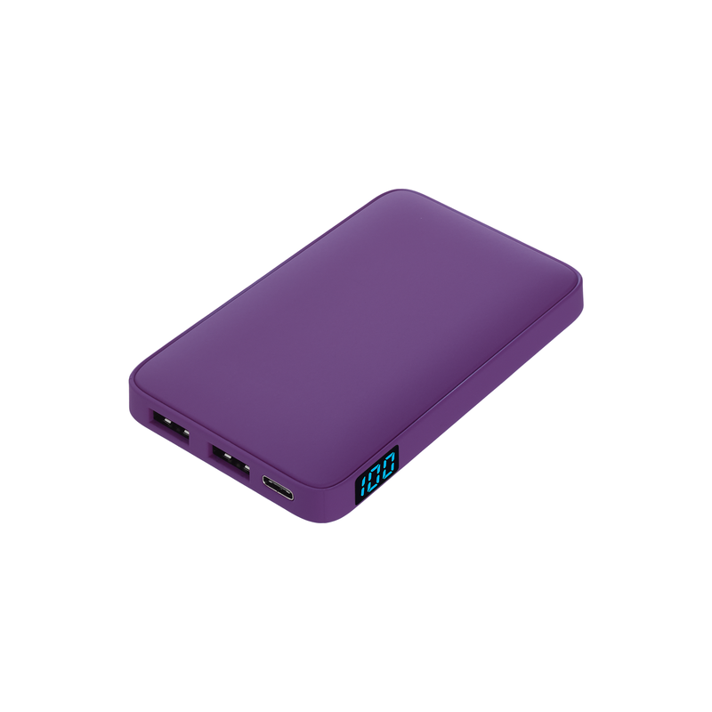Внешний аккумулятор с подсветкой Анкор (Ancor) 5000 mAh, фиолетовый с логотипом