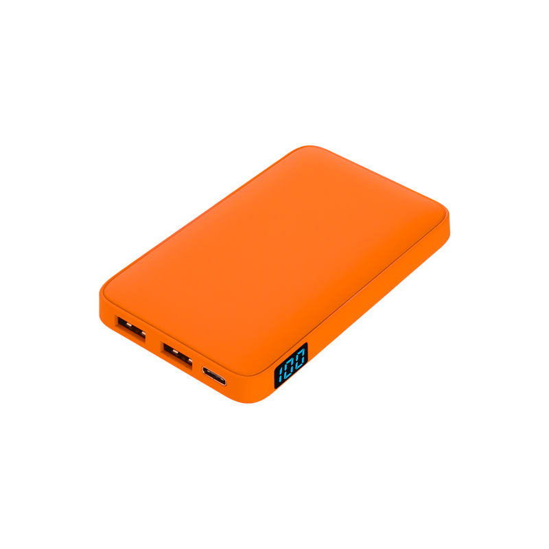 Внешний аккумулятор с подсветкой Анкор (Ancor) 5000 mAh, оранжевый с логотипом