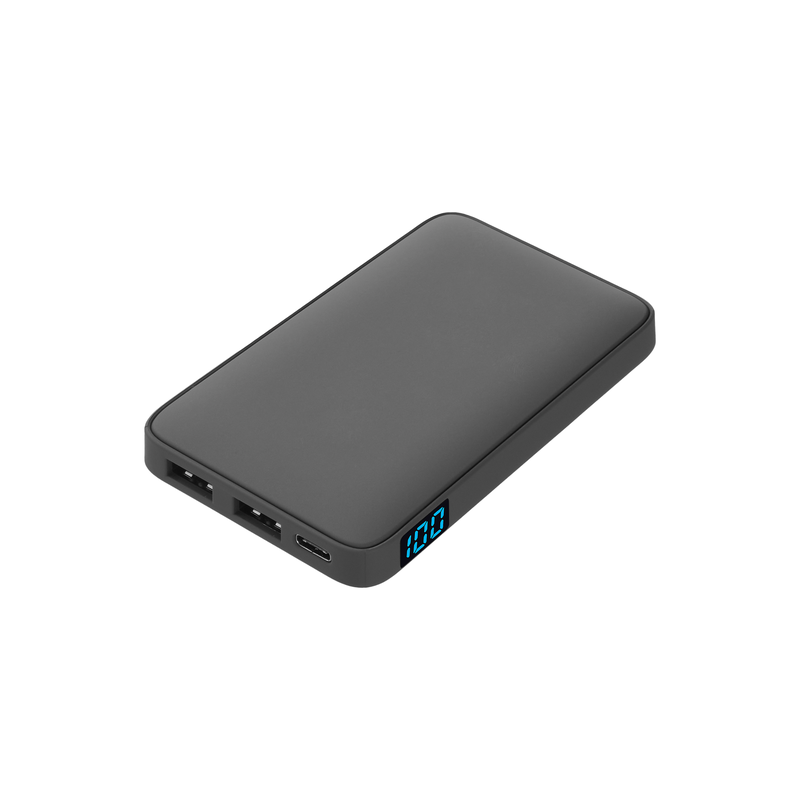 Внешний аккумулятор с подсветкой Анкор (Ancor) 5000 mAh, серый с логотипом