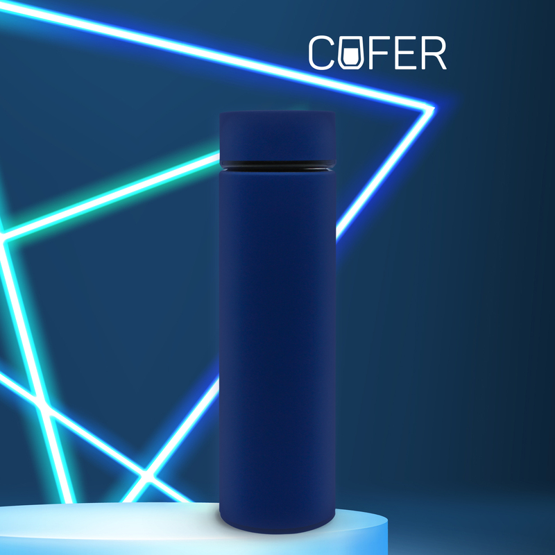 Термос Reactor софт-тач с датчиком температуры (синий) с логотипом