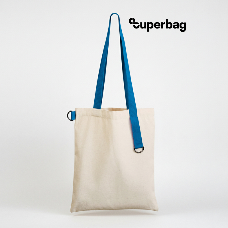 Шоппер Superbag (неокрашенный с голубым) с логотипом