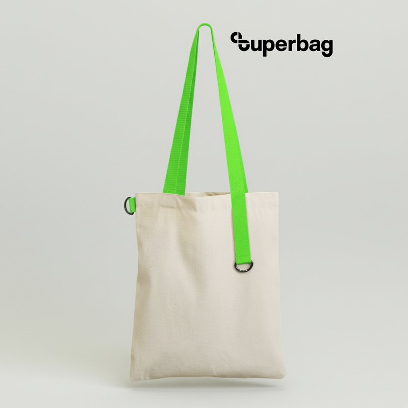Шоппер Superbag (неокрашенный с салатовым) с логотипом