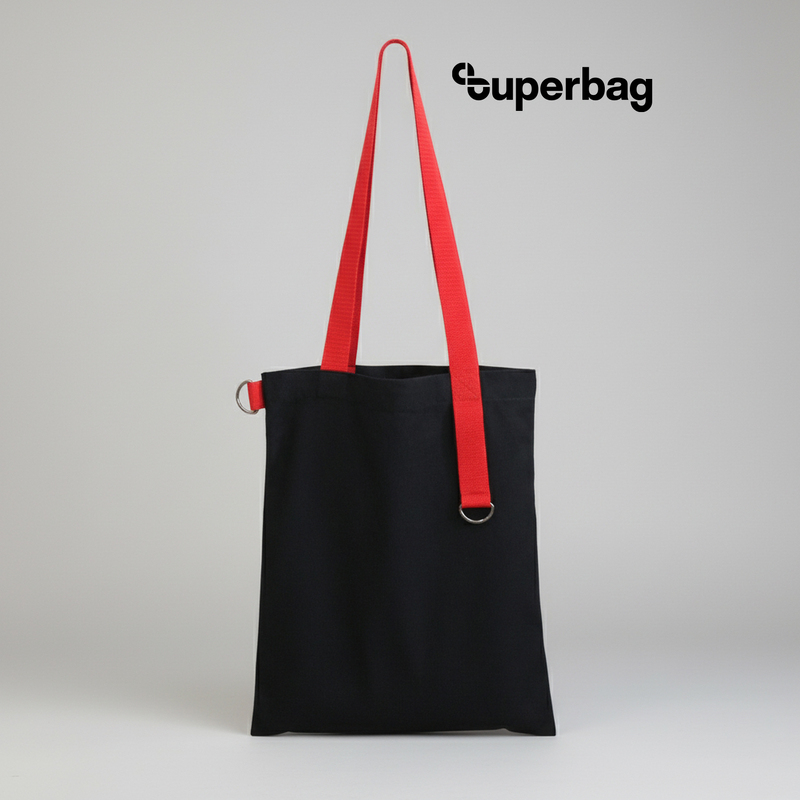 Шоппер Superbag black (чёрный с красным) с логотипом
