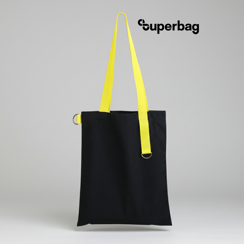 Шоппер Superbag black (чёрный с жёлтым) с логотипом