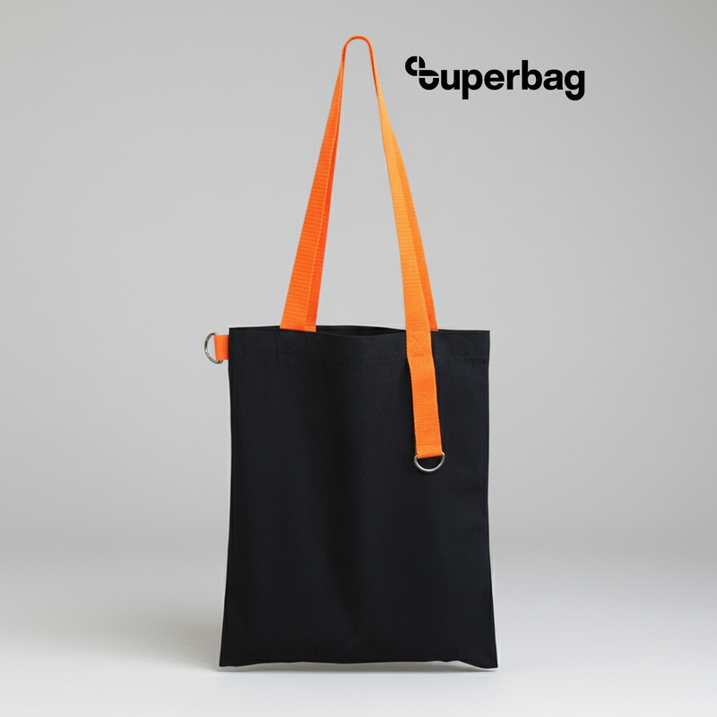 Шоппер Superbag black (чёрный с оранжевым) с логотипом