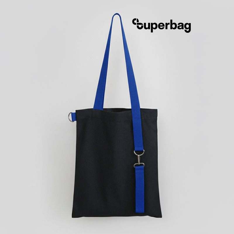 Шоппер Superbag black с ремувкой 4sb (чёрный с синим) с логотипом
