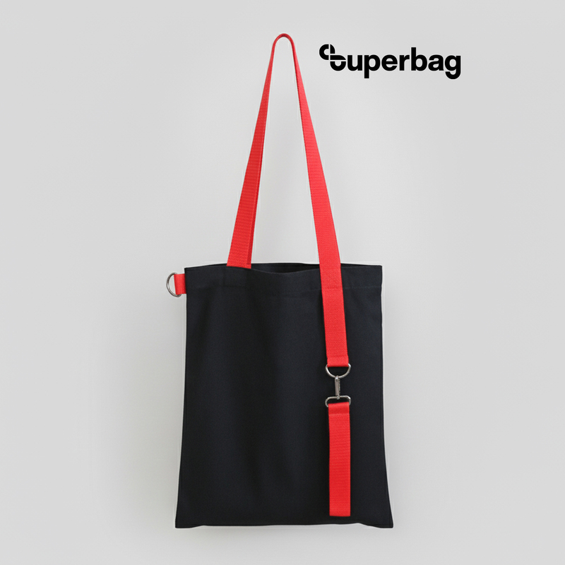 Шоппер Superbag black с ремувкой 4sb (чёрный с красным) с логотипом