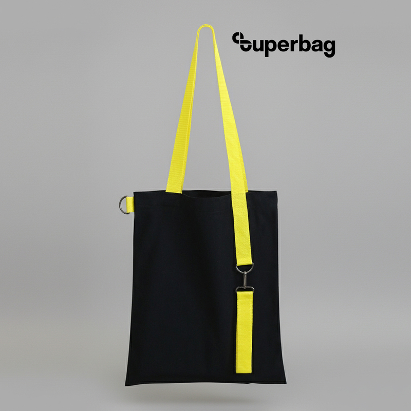 Шоппер Superbag black с ремувкой 4sb (чёрный с жёлтым) с логотипом