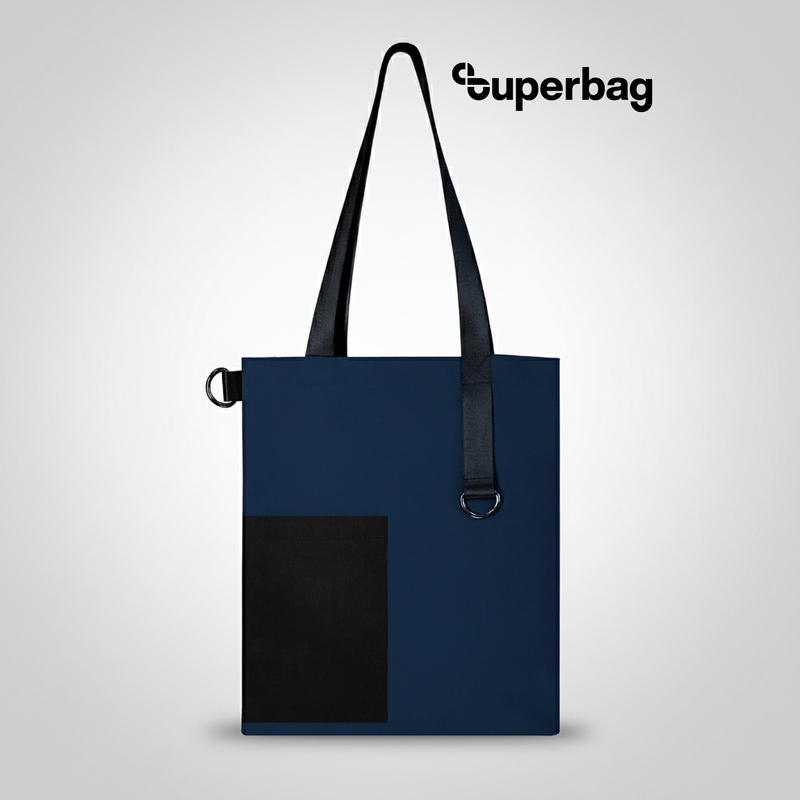 Шоппер Superbag Color (темно-синий с чёрным) с логотипом