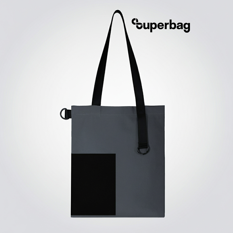 Шоппер Superbag Color (темно-серый с чёрным) с логотипом